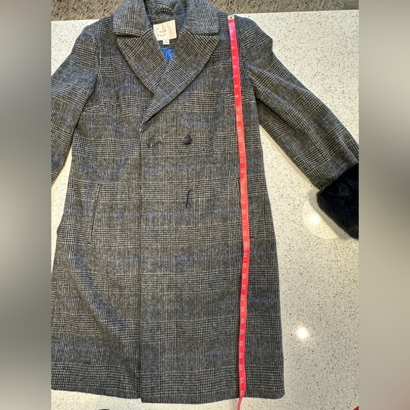 A NEW DAY GRAY BLUE PLAID SIZE M WOMENS MIDSIZED COAT WITH REMOVABLE SLEEVE MUFF - Picture 14 of 16